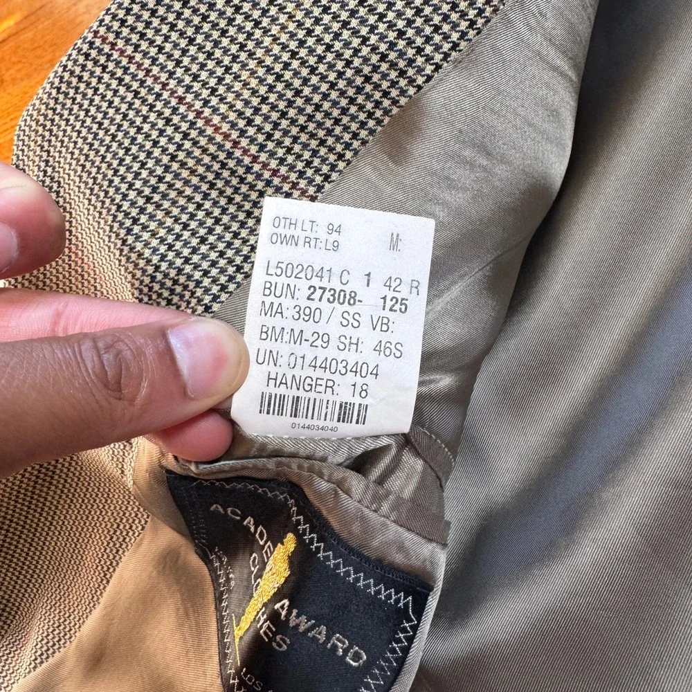 Lauren Ralph Lauren Mens Wool Houndstooth 3-Button Blazer Sport Coat Gray 42R